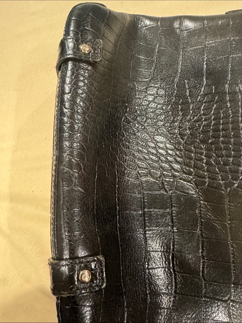 kate spade Black Croc-Embossed Shoulder Bag with Gold Hardware - Picture 4 of 6